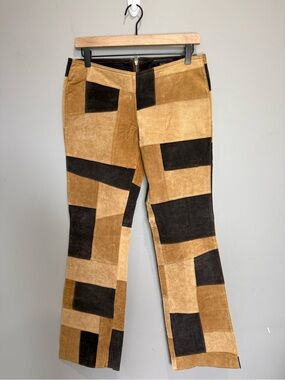 Misdemeanor Vintage Leather Patchwork Pants 7/8 Y2K Low Rise Flare